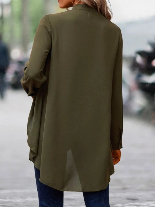 Solid Button Front Shirt