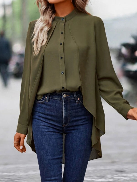 Solid Button Front Shirt