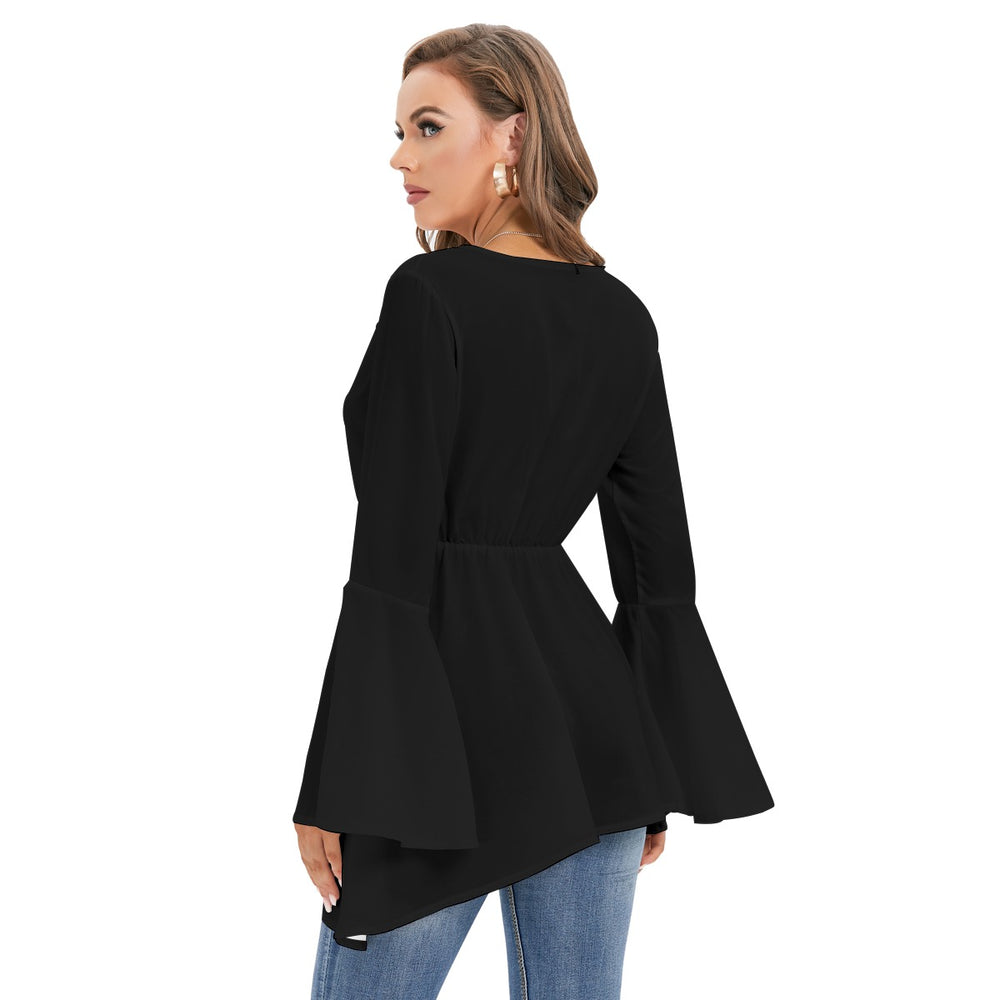 Women's V-neck Blouse With Flared Sleeves