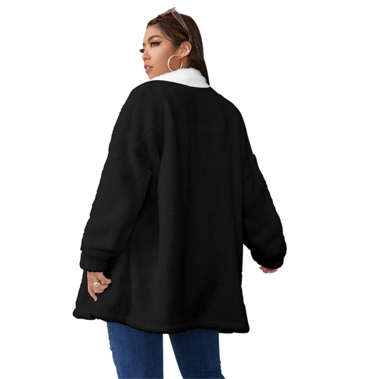 Borg Fleece Collar Coat With Zipper Closure(Plus Size)