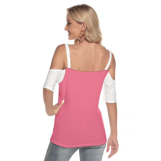 Women's Cold Shoulder T-shirt With Criss Cross Strips