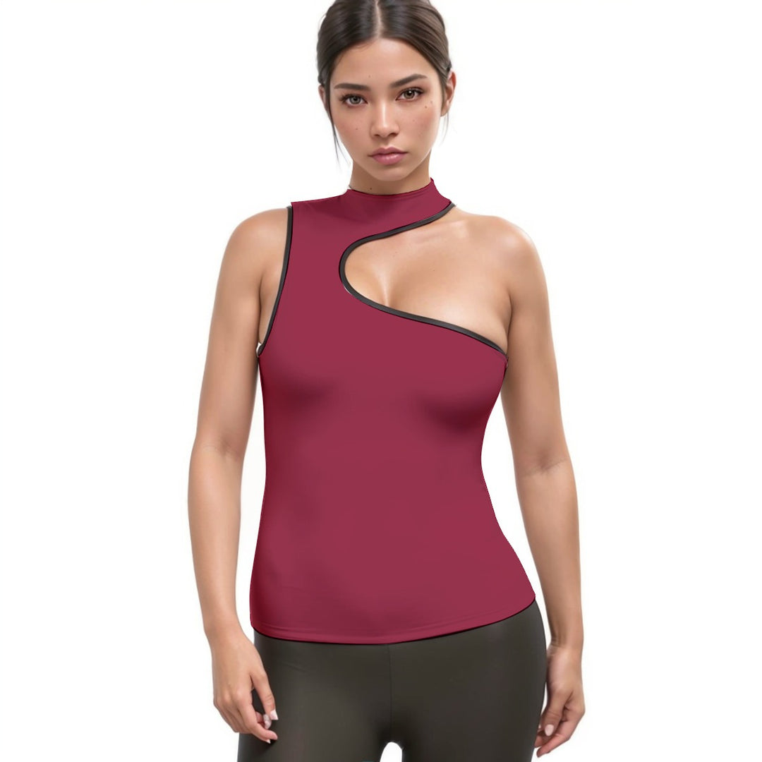 Women's Halter Sleeveless Asymmetrical Tank Top