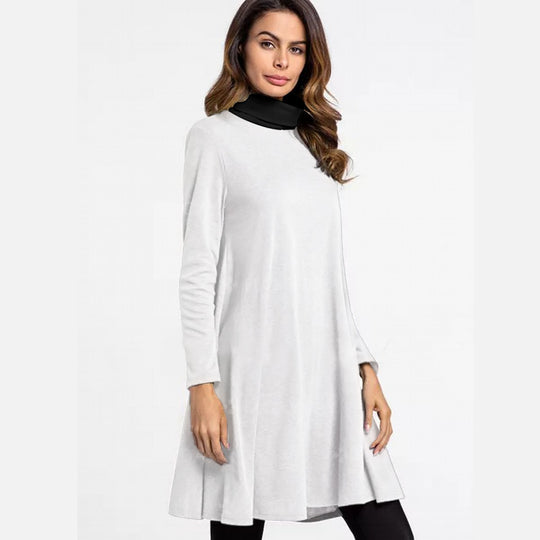 Women's High Neck Dress With Long Sleeve