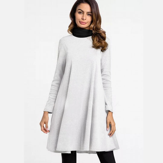 Women's High Neck Dress With Long Sleeve