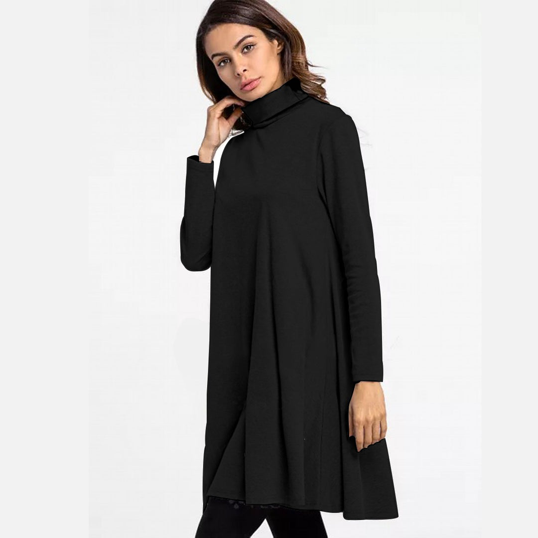 Women's High Neck Dress With Long Sleeve