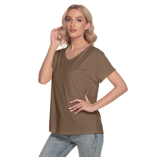 Women's Loose V-neck Short Sleeve T-shirt