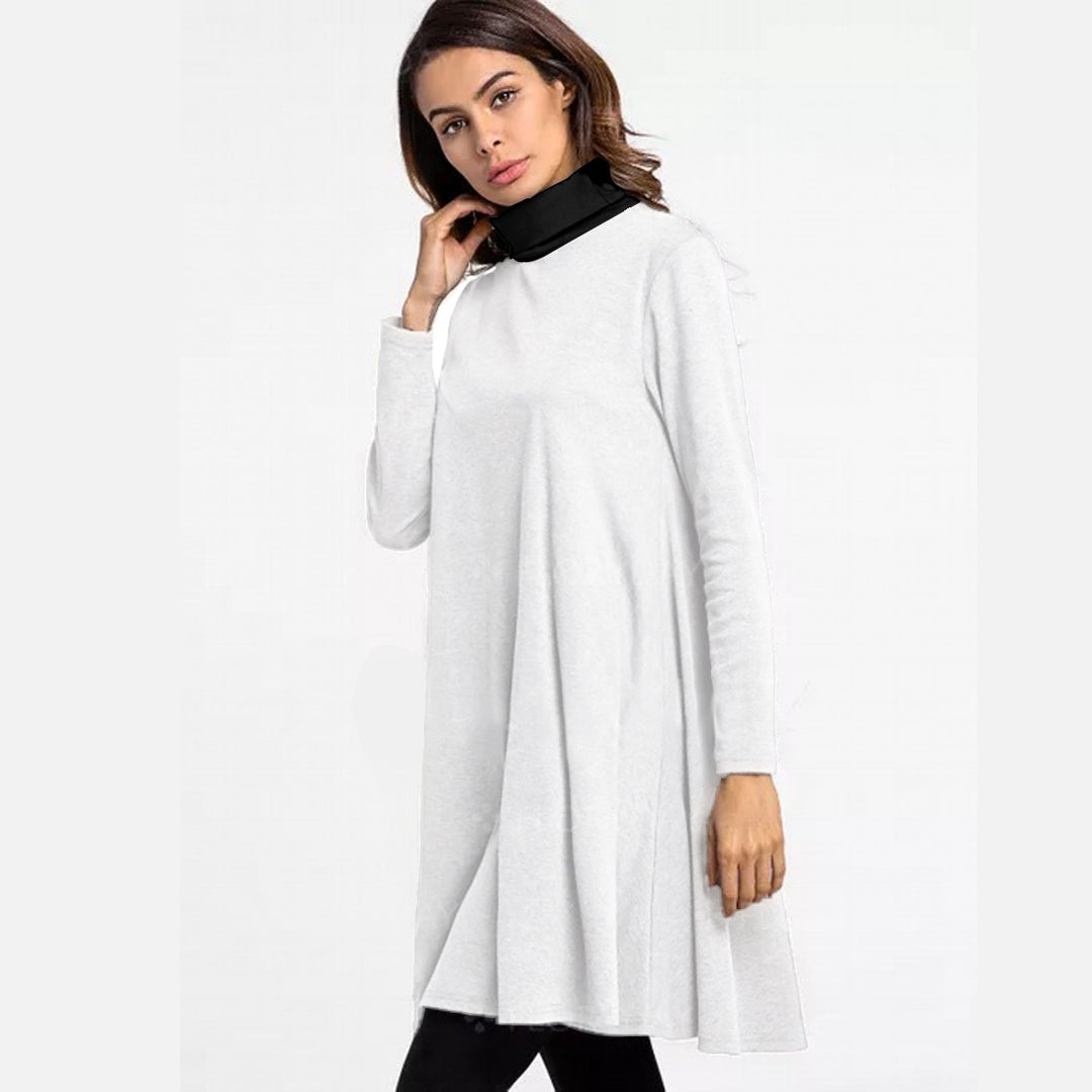 Women's High Neck Dress With Long Sleeve