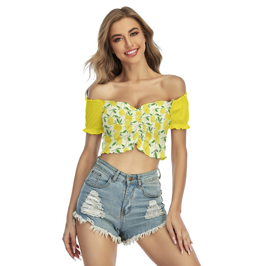 Women's One-shoulder Off-the-navel Short Sleeve T-shirt