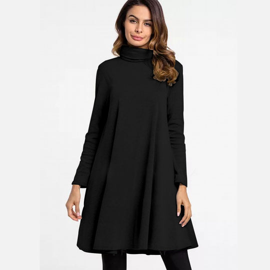 Women's High Neck Dress With Long Sleeve