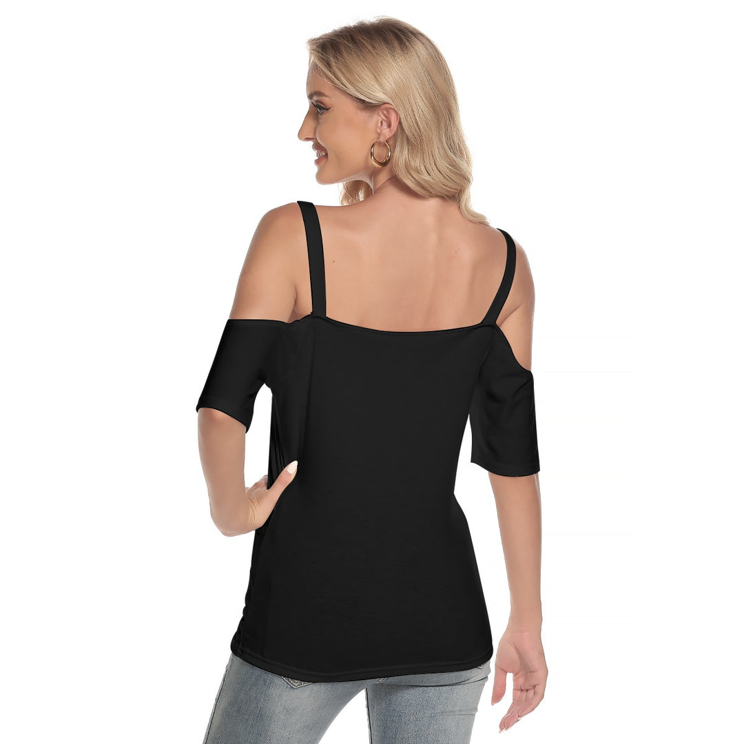 Women's Cold Shoulder T-shirt With Criss Cross Strips