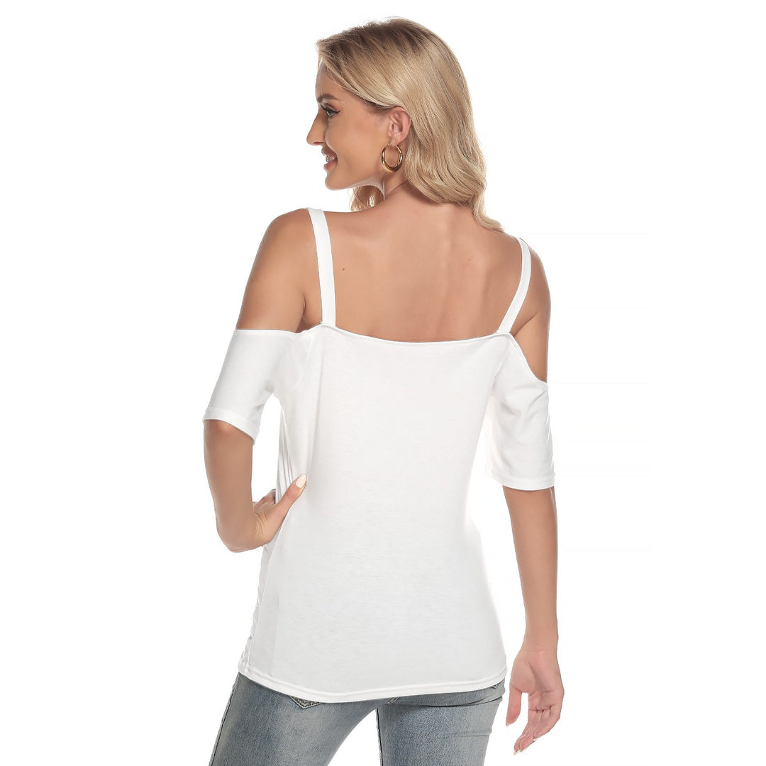 Women's Cold Shoulder T-shirt With Criss Cross Strips