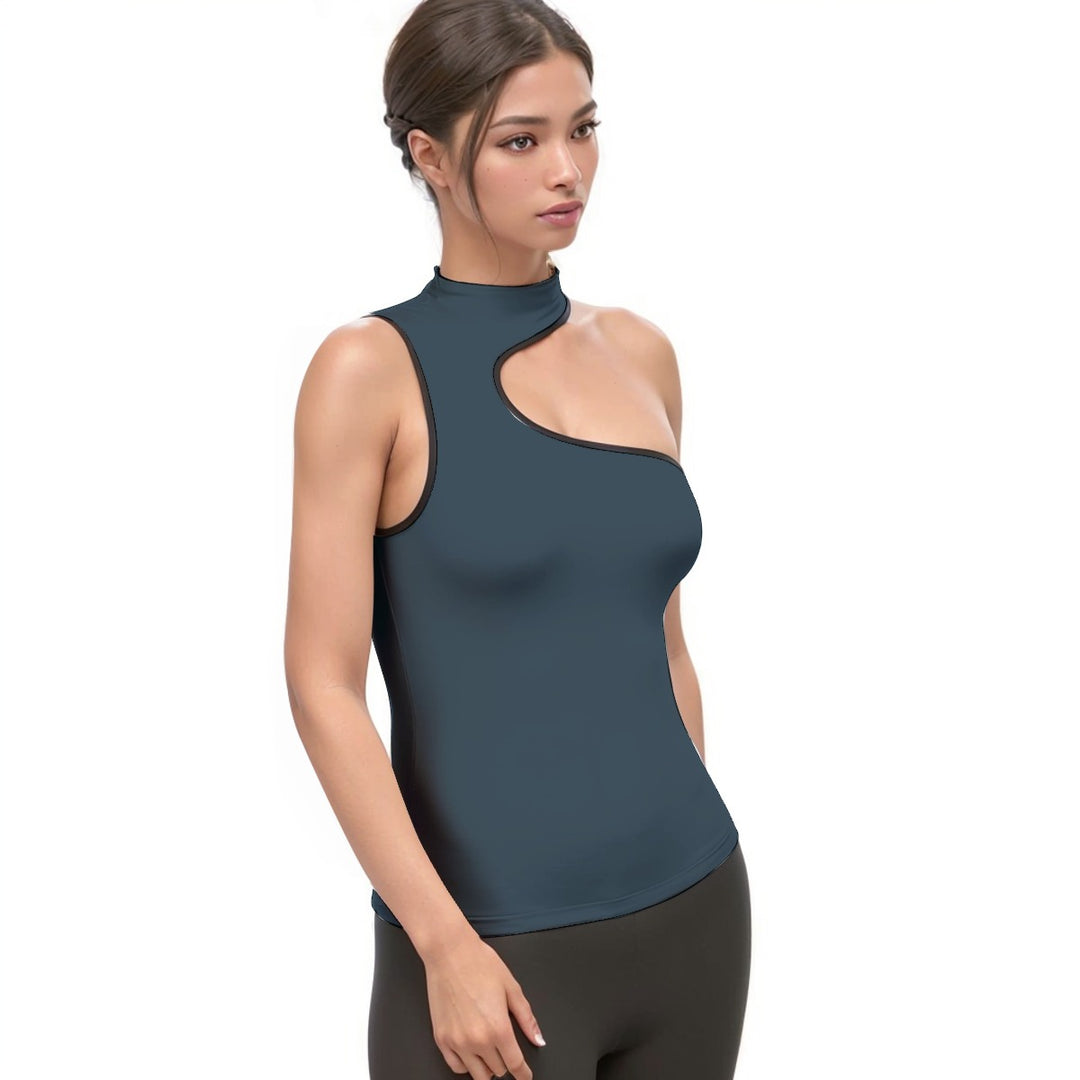 Women's Halter Sleeveless Asymmetrical Tank Top