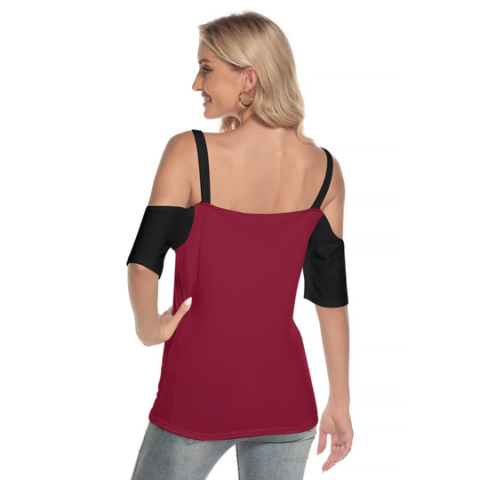 Women's Cold Shoulder T-shirt With Criss Cross Strips