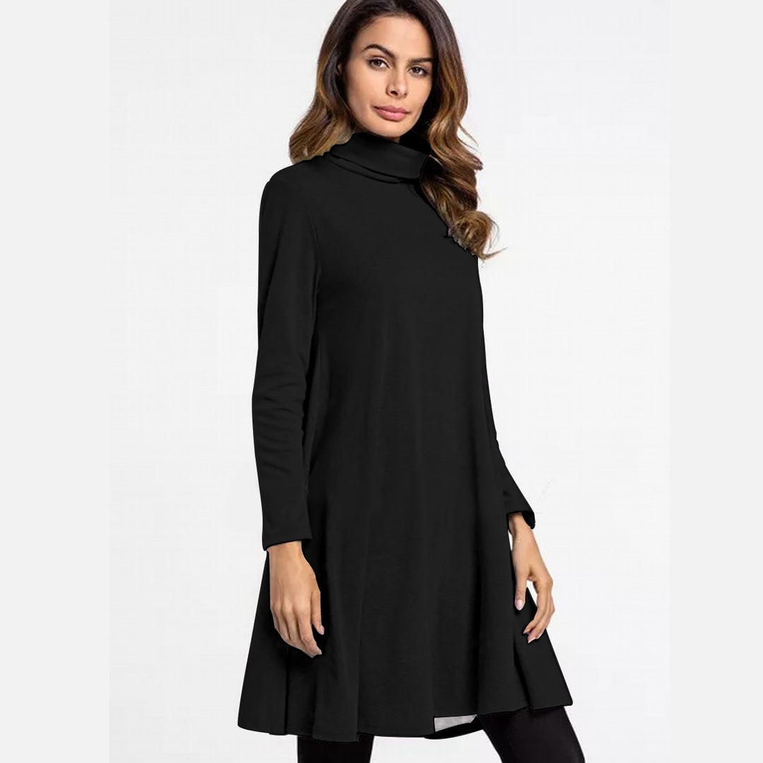 Women's High Neck Dress With Long Sleeve