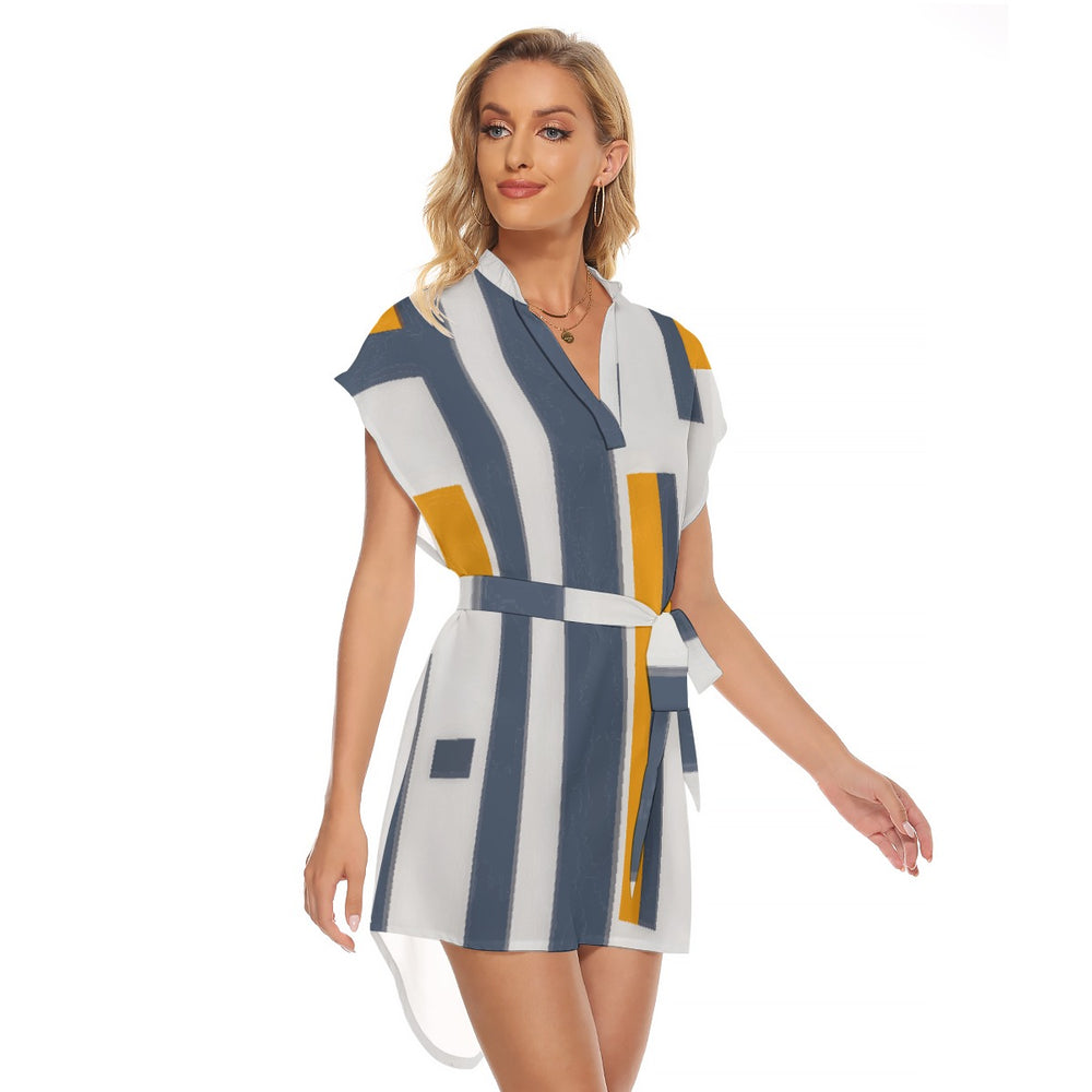 Women's Stand-up Collar Casual Dress With Belt