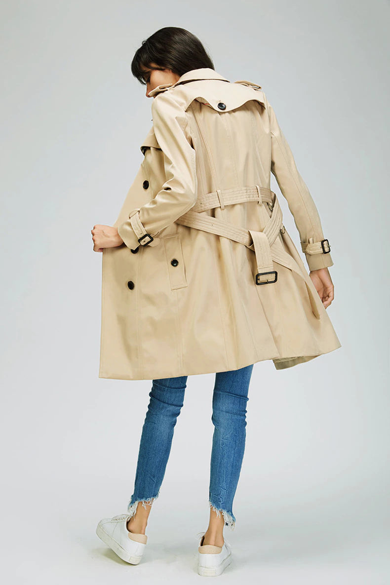 Autumn Woman Classic Trench Coat Waterproof Business Outerwear